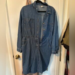 Lands End Denim Western Button-Up Dress